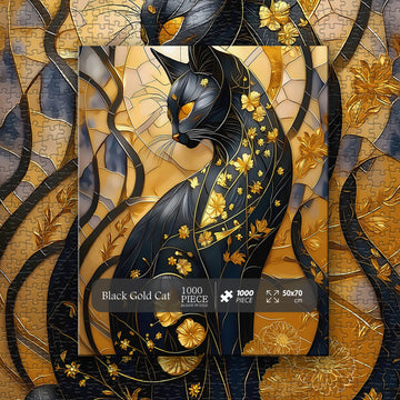 Puzzle Gatto Nero Oro 1000 Pezzi